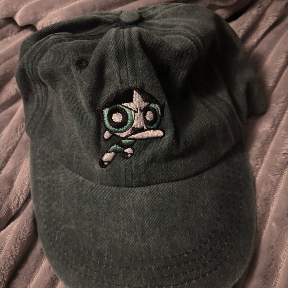Green Cap with Cartoon Character Embroidery